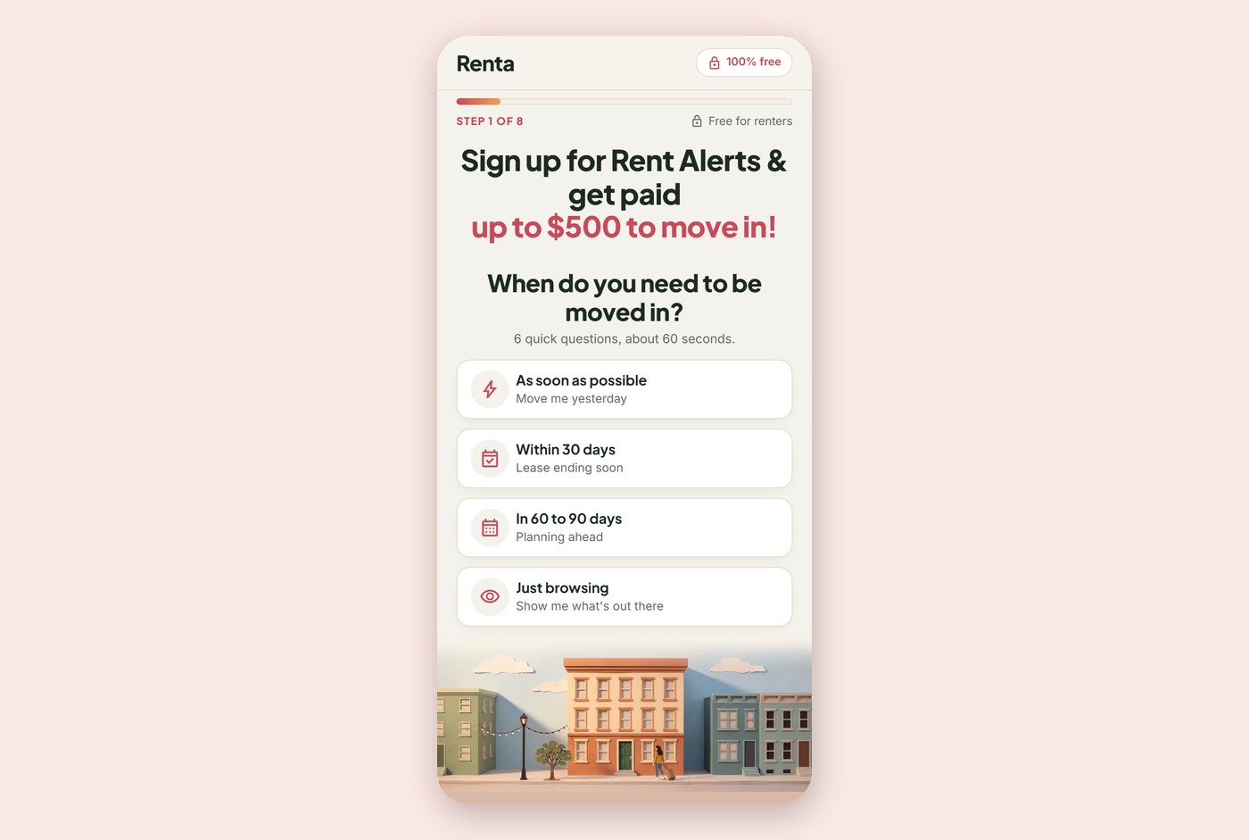 Set up your rent alerts in the Renta app